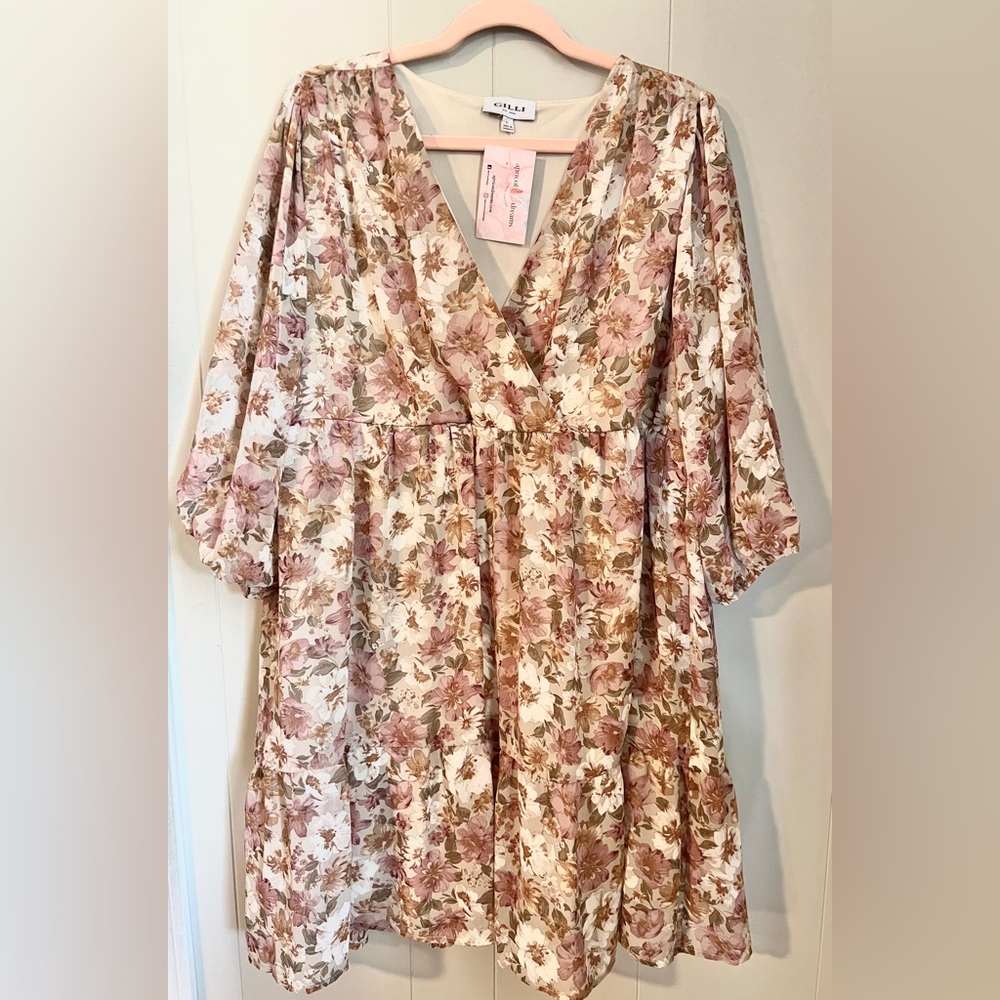 STUNNING Watercolor floral dress NWT size L and 1X